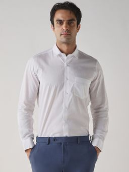 Reid & Taylor - Men's White Cotton Formal Shirt