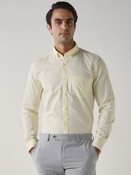 Reid & Taylor - Men's Yellow Cotton Formal Shirt