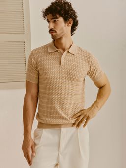 Andamen - Men Pure Cotton Khaki Polo T-Shirt