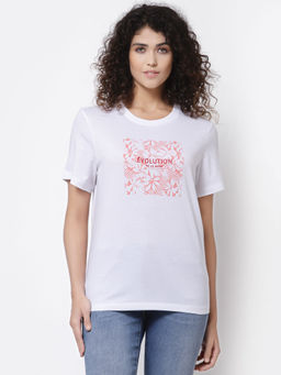 Mode by Red Tape - Women White Round Neck T-shirt