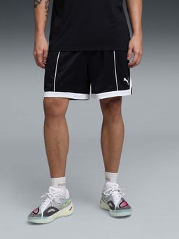 Puma - Men Black Moisture-Wicking Basketball Shorts