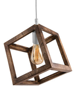 Homesake - Antique Wooden Pendant Cube White Holder