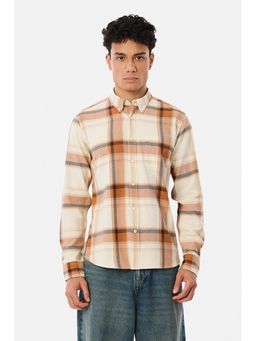 Snitch - Mustard Plaid Full Sleeves Slim Casual Shirt for Men
