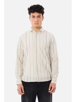 Snitch - Cream Stripes Full Sleeves Regular Casual Shirt for Men