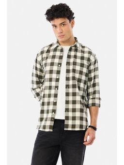 Snitch - Olive Checks Full Sleeves Regular Casual Shirt for Men