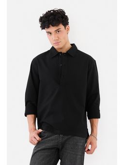 Snitch - Black Plain Full Sleeves Regular Casual Shirt for Men