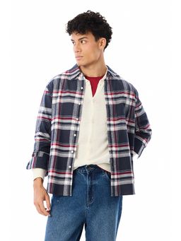 Snitch - Navy Plaid Full Sleeves Regular Casual Shirt for Men