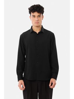 Snitch - Black Textured Full Sleeves Regular Formal Shirt for Men