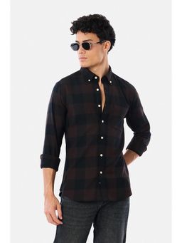 Snitch - Brown Checks Full Sleeves Slim Casual Shirt for Men