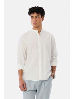 Snitch - White Solid Full Sleeves Regular Casual Shirt for Men