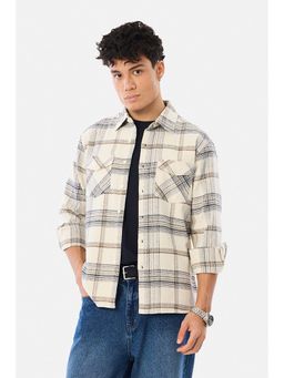 Snitch - Beige Checks Full Sleeves Regular Casual Shirt for Men