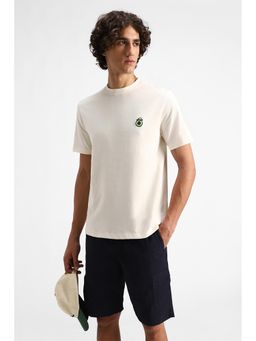 Snitch - Off White Embroidery Half Sleeves Regular Casual T-Shirt for Men