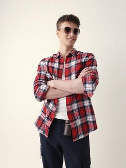 The Bear House - Trendy Men’s Casual Checkered Red Shirt