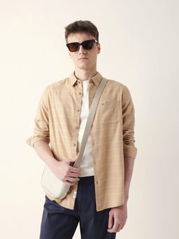 The Bear House - Men’s Casual Checkered Beige Shirt