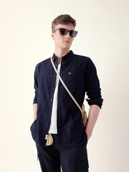 The Bear House - Men’s Casual Check Blue Shirt