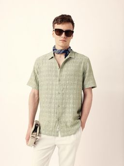 The Bear House - Men’s Casual Stripe Green Shirt