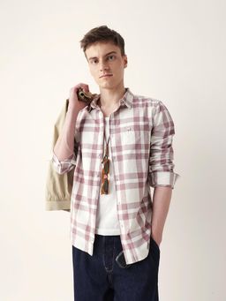 The Bear House - Men’s Casual Checkered Pink Shirt