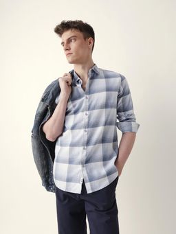 The Bear House - Men’s Casual Checkered Blue Shirt