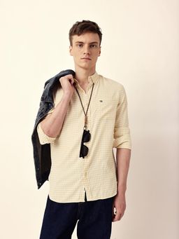 The Bear House - Men’s Casual Checkered Yellow Shirt