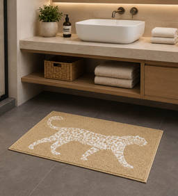OBSESSIONS - Beige 1750 GSM Cotton Anti-Skid Luxury Bath Mat