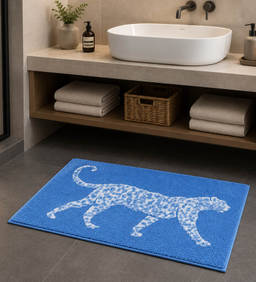 OBSESSIONS - Blue 1750 GSM Cotton Anti-Skid Luxury Bath Mat
