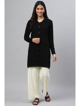 Aurelia - Black Shirt Collar Long Coat