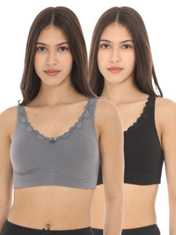 Adira - Women Black & Grey Regular Bliss Bra (Pack of 2)
