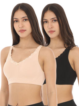 Adira - Women Black & Beige Regular Bliss Bra (Pack of 2)