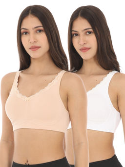 Adira - Women Beige & White Regular Bliss Bra (Pack of 2)