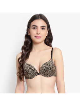 BRACHY - Women Beige Leopard Printed Front Open Underwire Sexy Pushup Padded Bra