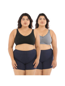 Adira - Women Plus Size Black & Grey Regular Bliss Bra (Pack of 2)