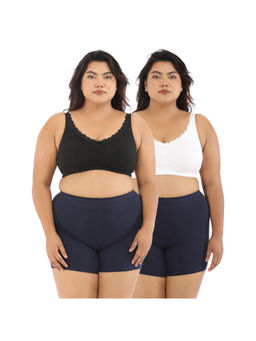 Adira - Women Plus Size Black & White Regular Bliss Bra (Pack of 2)