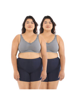 Adira - Women Plus Size Grey Regular Bliss Bra (Pack of 2)