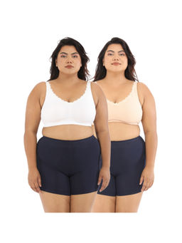 Adira - Women Plus Size White & Beige Regular Bliss Bra (Pack of 2)