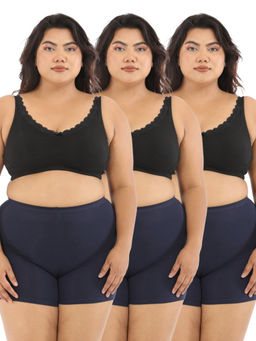 Adira - Women Plus Size Black Regular Bliss Bra (Pack of 3)