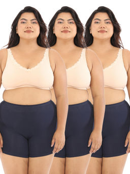 Adira - Women Plus Size Beige Regular Bliss Bra (Pack of 3)