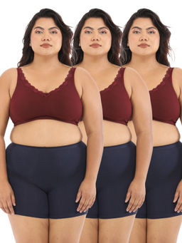 Adira - Women Plus Size Maroon Regular Bliss Bra (Pack of 3)