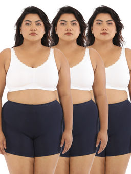 Adira - Women Plus Size White Regular Bliss Bra (Pack of 3)