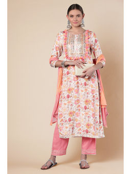 HERITAGE - Multi Color Straight Fit Muslin Kurta With Pant & Dupatta