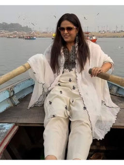 HERITAGE - Off-White Jute Chanderi Kurta With Pant & Dupatta