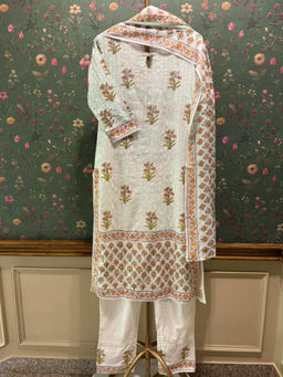 HERITAGE - Gul Hand Block Cotton Kurta With Pant & Dupatta