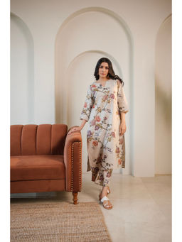 HERITAGE - Rosalie Bloom Multi Pure Linen Kurta With Pant