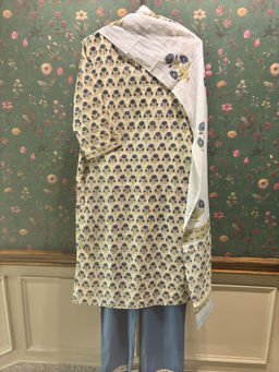 HERITAGE - Multi Color Straight Fit Cotton Kurta With Pant & Dupatta