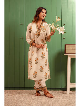 HERITAGE - Marigold Whispers Cotton Kurta With Pant