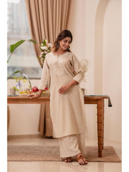 HERITAGE - Beige/Fawn Cotton Linen Kurta With Pant