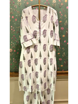 HERITAGE - Floral Hand-Block Cotton Kurta With Pant