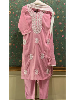 HERITAGE - Pink Chikankari Kurta With Pant & Dupatta