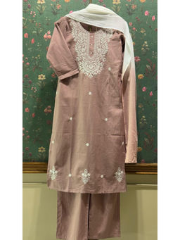 HERITAGE - Pastel Pink Chikankari Kurta With Pant & Dupatta