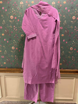 HERITAGE - Tailored Purple Cotton Kurta With Pant & Dupatta