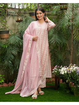GULABI DORI - English Rose Printed Cotton Kurta With Pant & Dupatta
